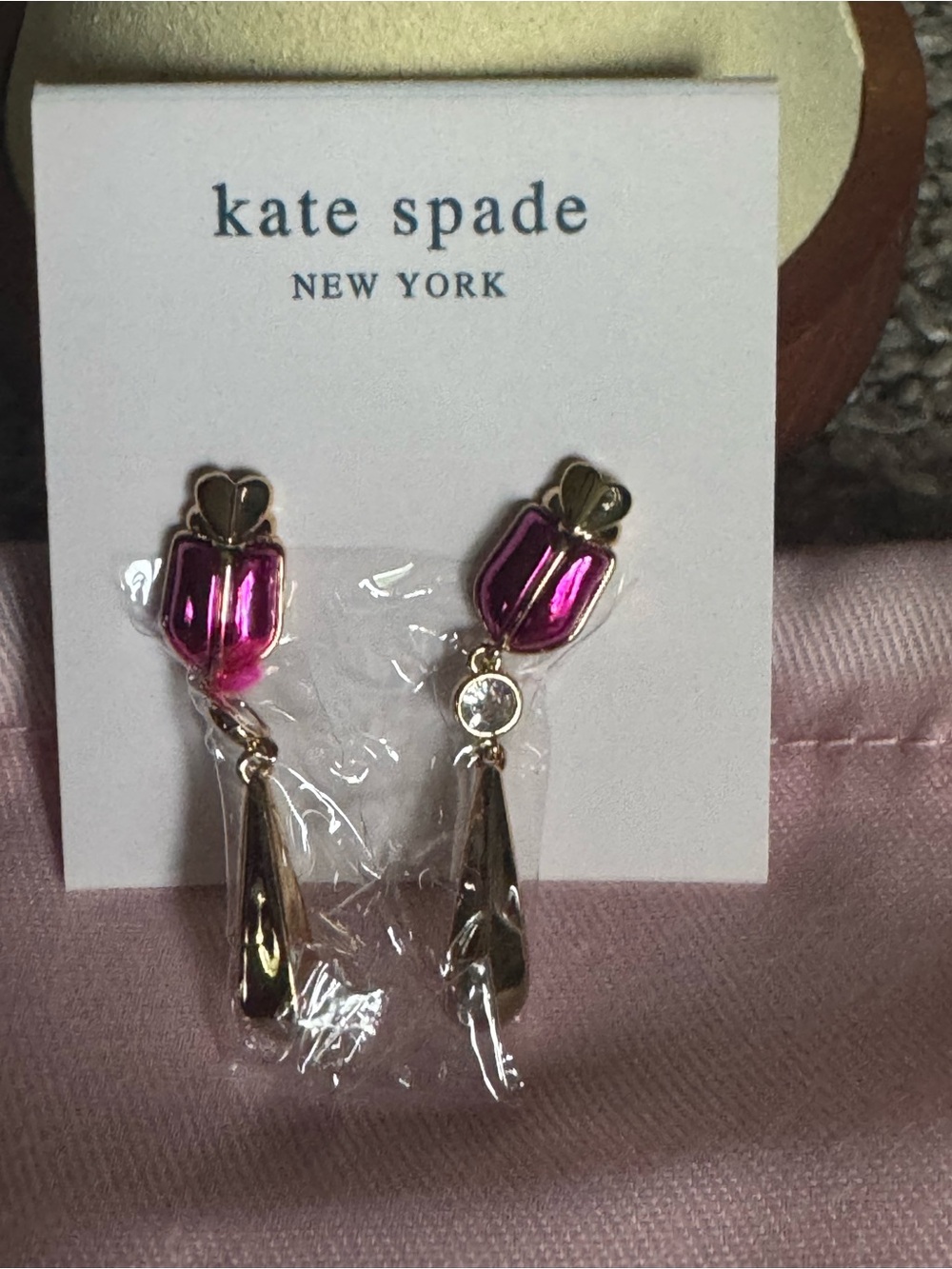 kate spade New York Pink Scarab Dangle Earrings NEW